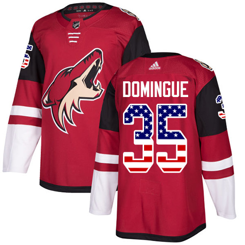 Adidas Coyotes #35 Louis Domingue Maroon Home Authentic USA Flag Stitched NHL Jersey - Click Image to Close